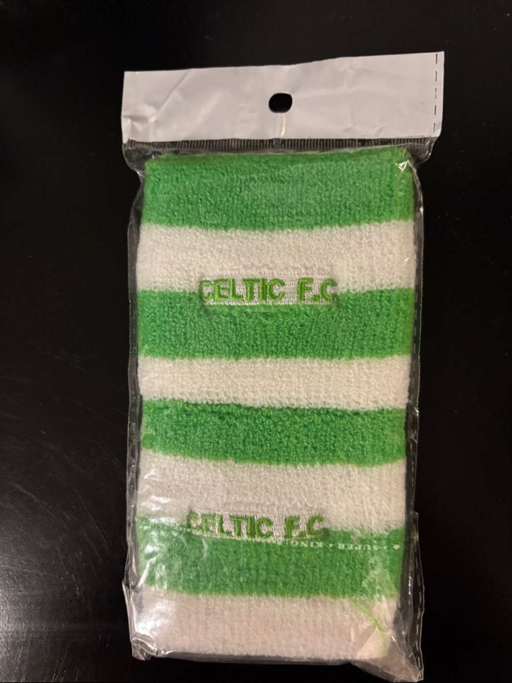 Source Unknown Green & White Striped Celtic F.C. Wristband